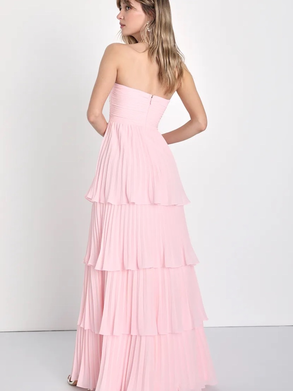 NWT Lulu's Strapless Tiered Maxi Dress - Pale Pink - Picture 4 of 4